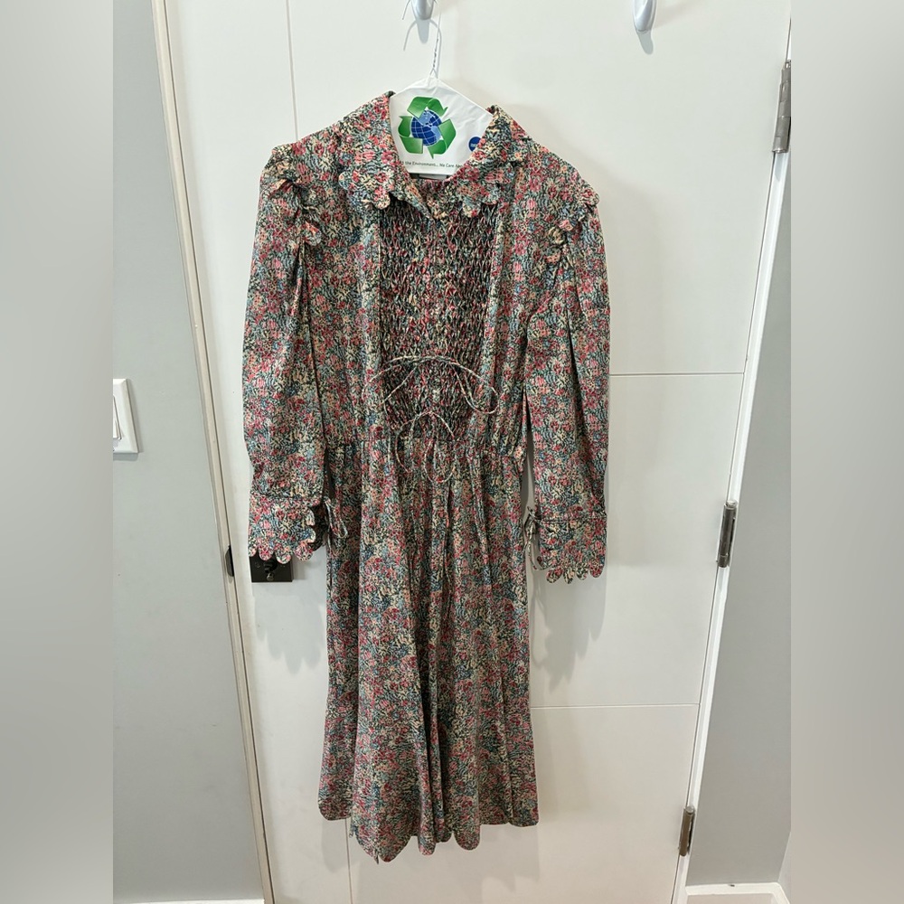 Horror Vacui Floral Print MIDI Dress